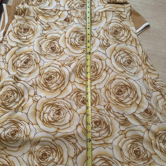 LuLaRoe cream yellow skirt set classic T and Azure skirt Roses L XL - Picture 8 of 13